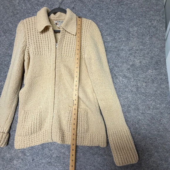 Irish Cottage Shop Cream Wool Cardigan Handloomed Aran Zip Up 100% Wool - Picture 10 of 12
